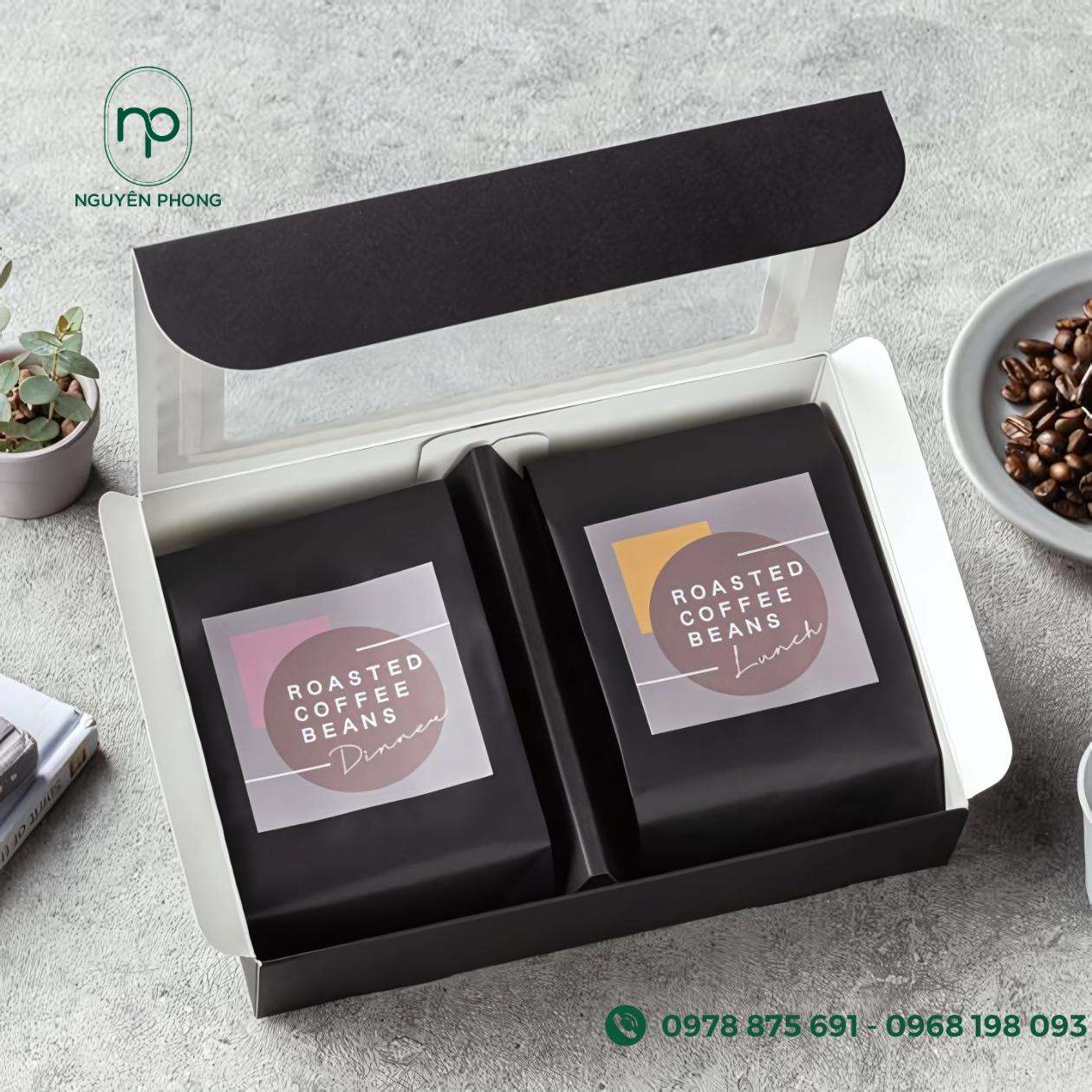 Mẫu hộp đựng cafe chất liệu caron